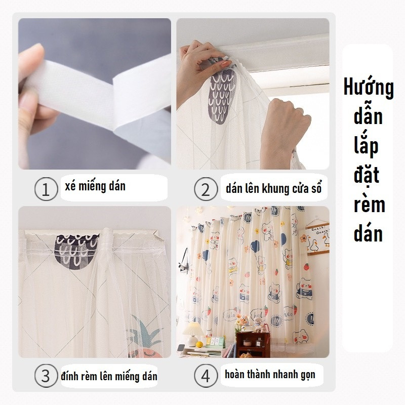 Rèm dán cửa sổ phòng khách.ngủ Melyhome nhiều mẫu đẹp không cần khoan ...