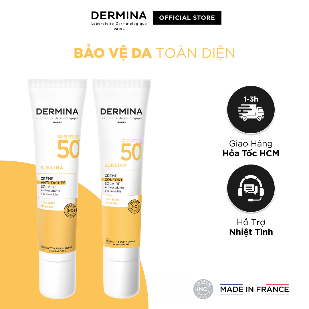 Combo 2 Kem Chống Nắng Bảo Vệ Da Toàn Diện Dermina Sunlina Comforting ...