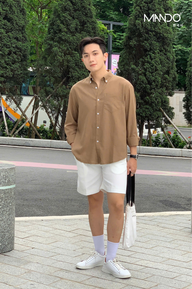 Áo Sơ Mi Linen-Shirt Cổ Button Down Form Over-sized MANDO KOREA ...
