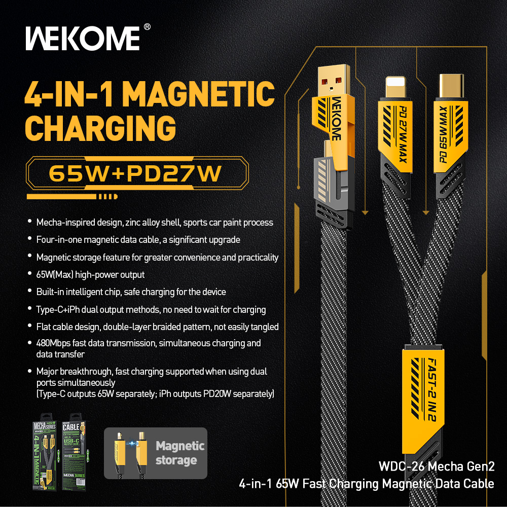 Mô tả Dây cáp sạc nhanh 4in1 wekome WDC-26 - Hàng chính hãng - 5