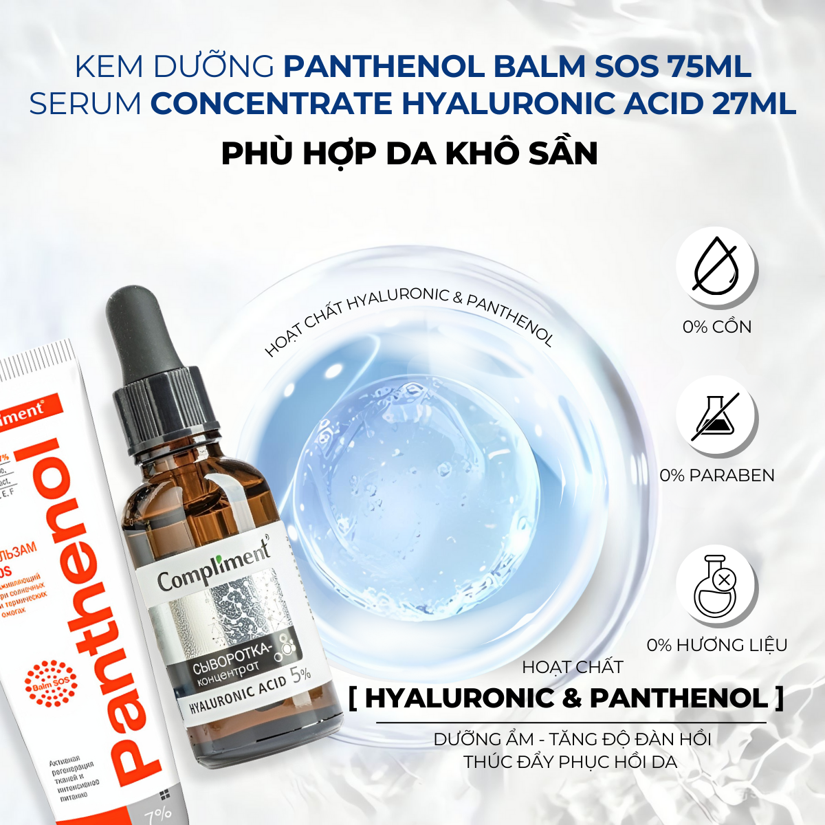 Mô tả Bộ Chăm Sóc Da Mặt Serum & Kem Dưỡng Compliment Cấp Ẩm Và Phục Hồi Da, Giảm Mụn Mờ Thâm Hiệu Quả - 5