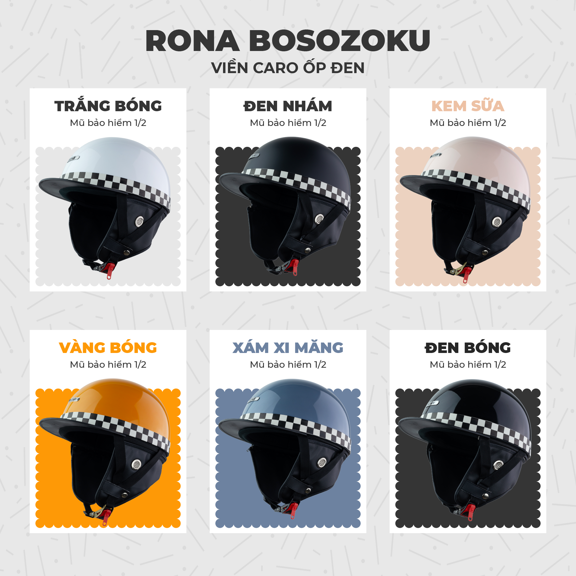 Mô tả Mũ Bảo Hiểm Nửa Đầu Rona Bosozoku Plus Chính Hãng Phong Cách Nhật Bản Vintage Cho Nam Nữ Đi Xe Máy - 1