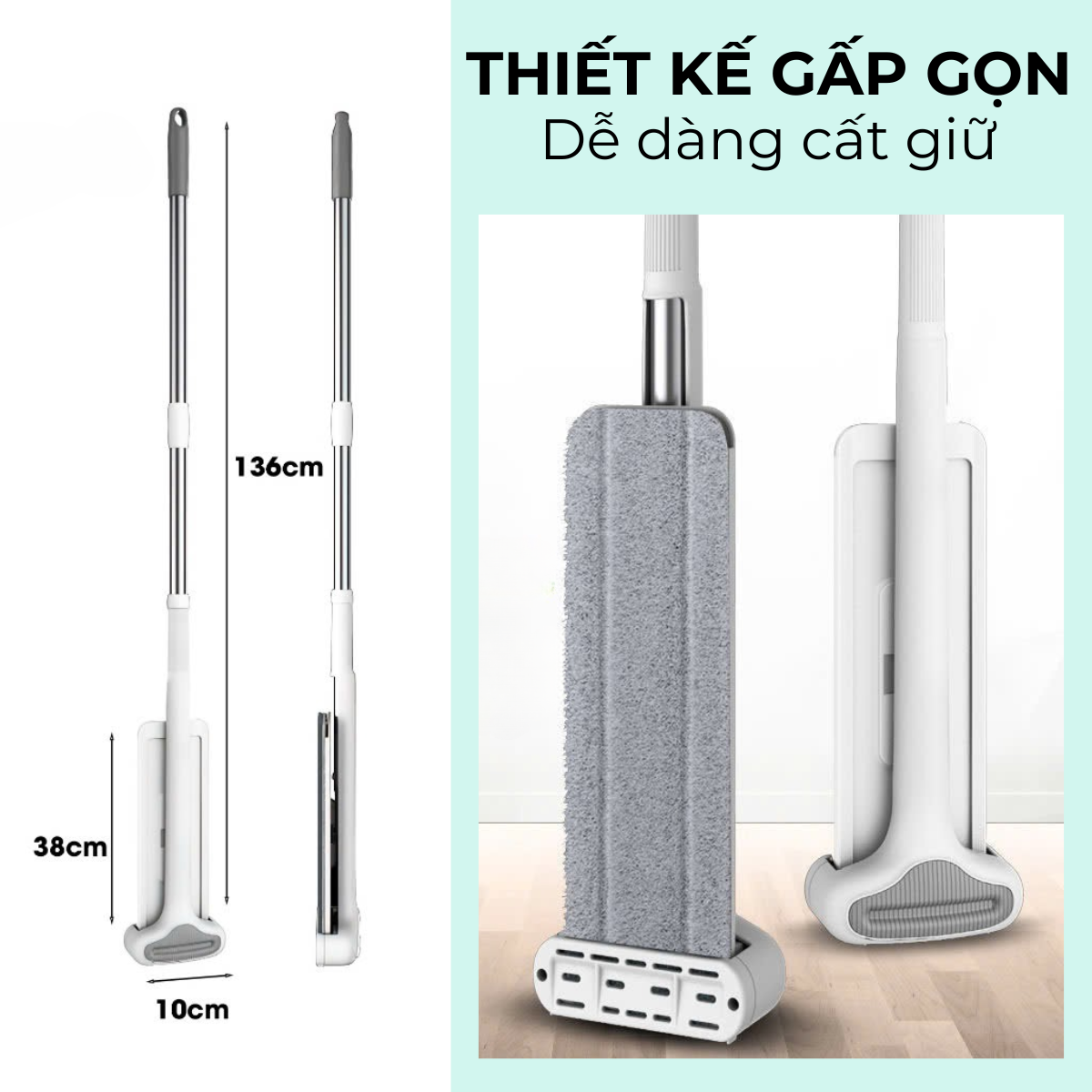 Mô tả SAMONO Cây Lau Nhà Tự Vắt Thông Minh Bonbox BCT701 Đầu Xoay 360 Độ Linh Hoạt, Chổi Lau Nhà Tự Vắt Lau Sạch Mọi Góc - 6
