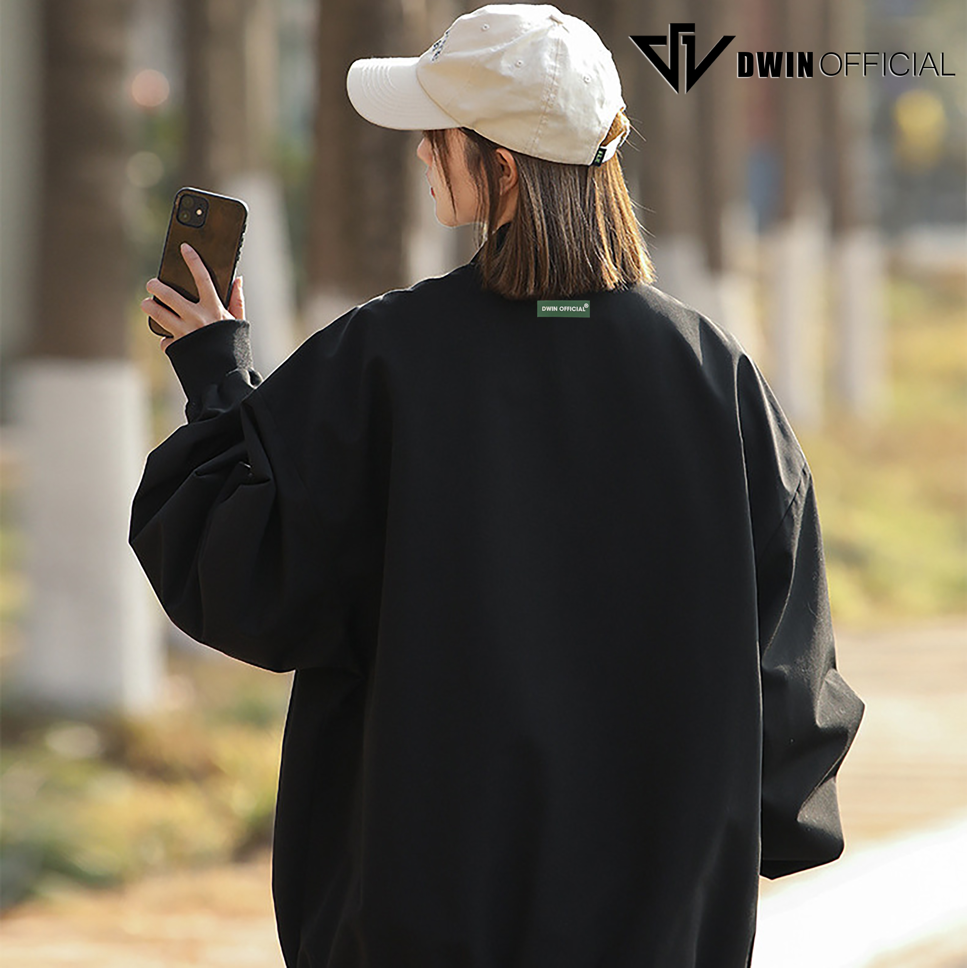 Mô tả Áo khoác gió nam nữ DWIN local brand bomber vải dù 2 lớp unisex form oversize chống nước không nhăn - 5