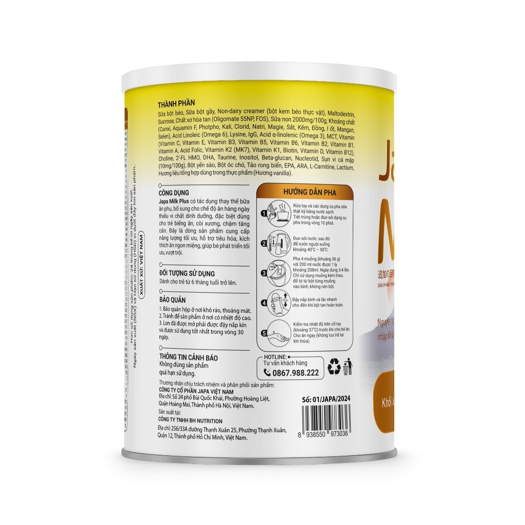 Mô tả Sữa Japa Milk Plus Bổ Sung Chế Độ Ăn Hàng Ngày Cung Cấp Chất Dinh Dưỡng Cho Bé Chính Hãng Japa Kids 400G - 5