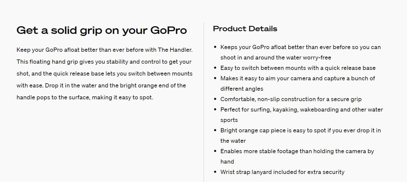 Mô tả Tay cầm nổi GoPro, đế tháo nhanh dễ dàng chuyển đổi các giá gắn dành cho HERO13/12/11/10/9 Black - 1