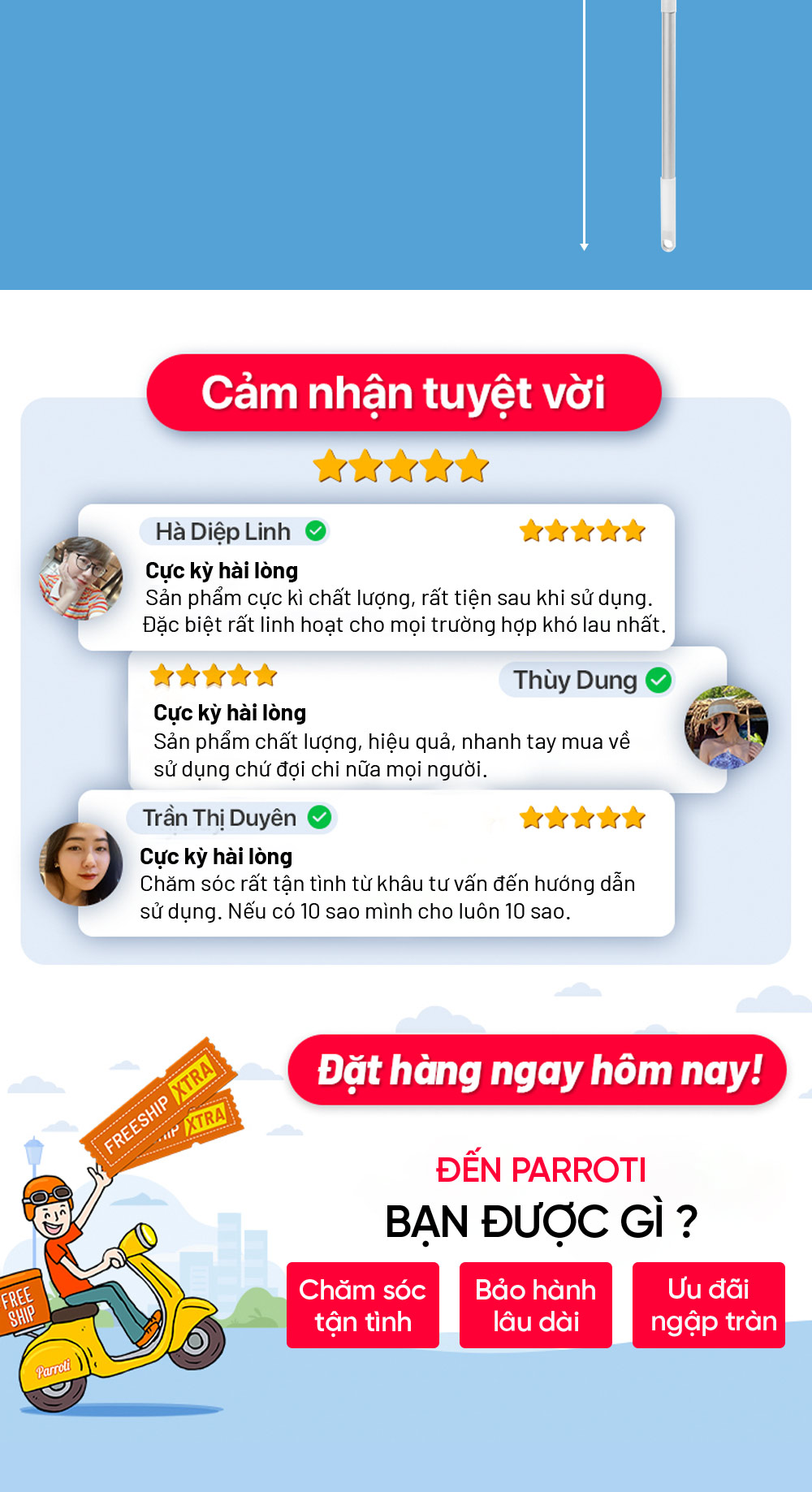 Cách sử dụng Cây Lau Kính Parroti SN04