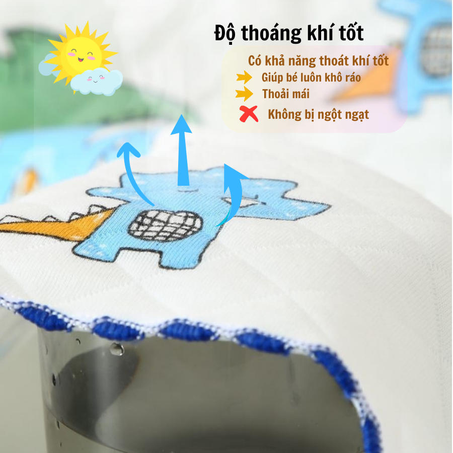 Mô tả Chăn choàng ủ, chăn quấn bé mùa hè chất cotton trần bông dệt kim bo viền thoáng mát, chăn đắp size 85x85cm IQKao CC01 - 4