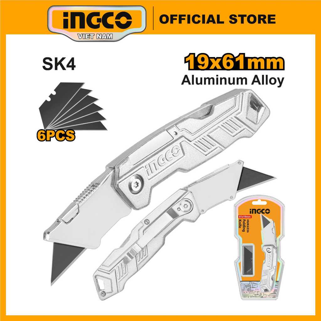 Mô tả Dao rọc giấy gấp gọn đa năng INGCO HUK6236 hợp kim nhôm | HUK6288 thép không gỉ cao cấp - 2