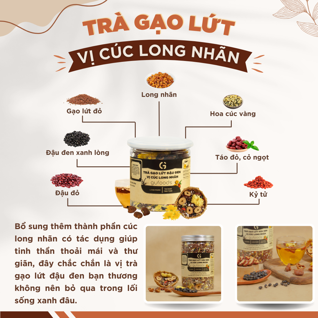 Mô tả Trà gạo lứt đậu đen thanh nhiệt GUfoods - Tự nhiên, Healthy, Thanh lọc cơ thể, Mát gan, Ngủ ngon, Đa dạng vị (200g/500g) - 8