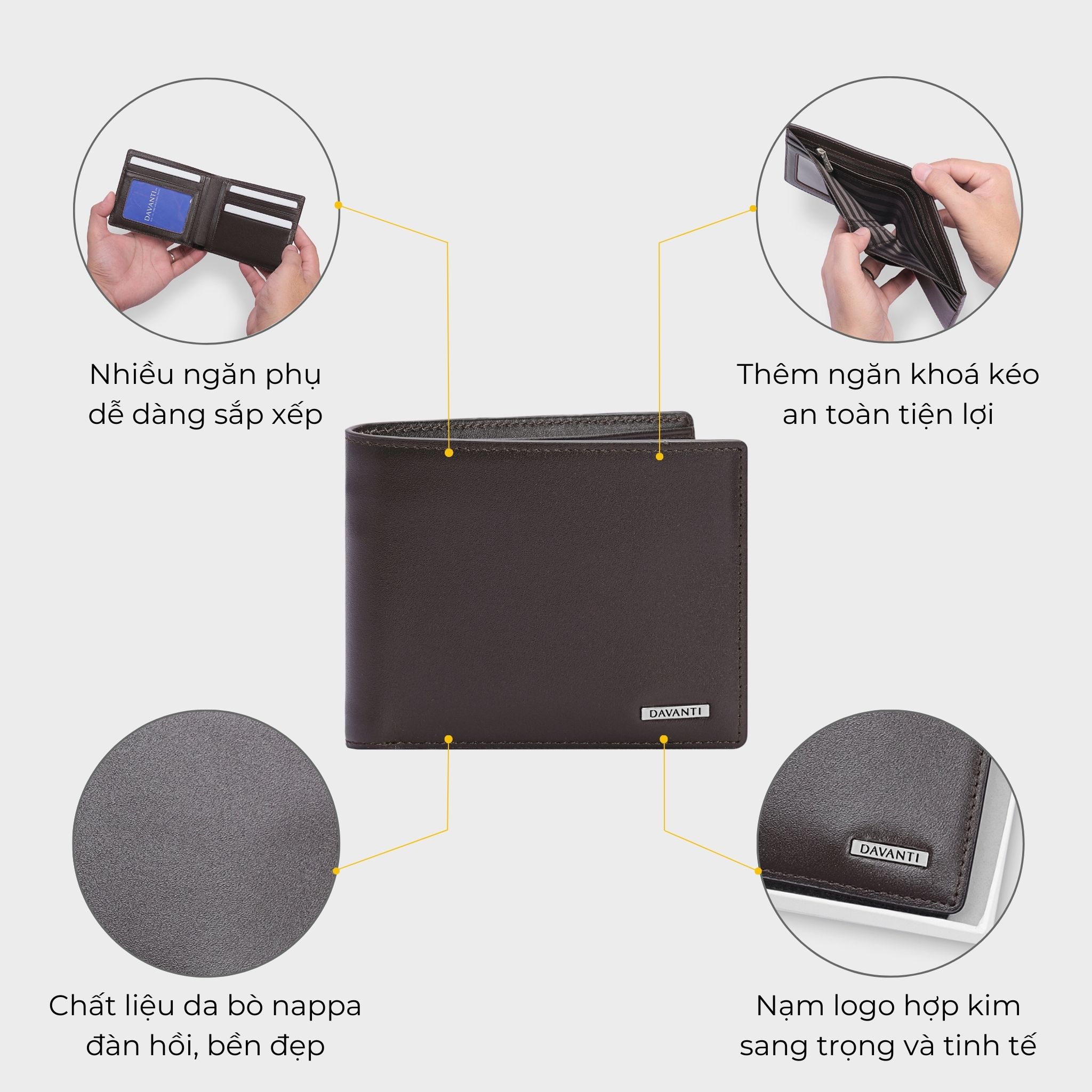 Mô tả Bóp Ví Nam Da Bò Nappa Dáng Ngang Sang Trọng FA280 - 2