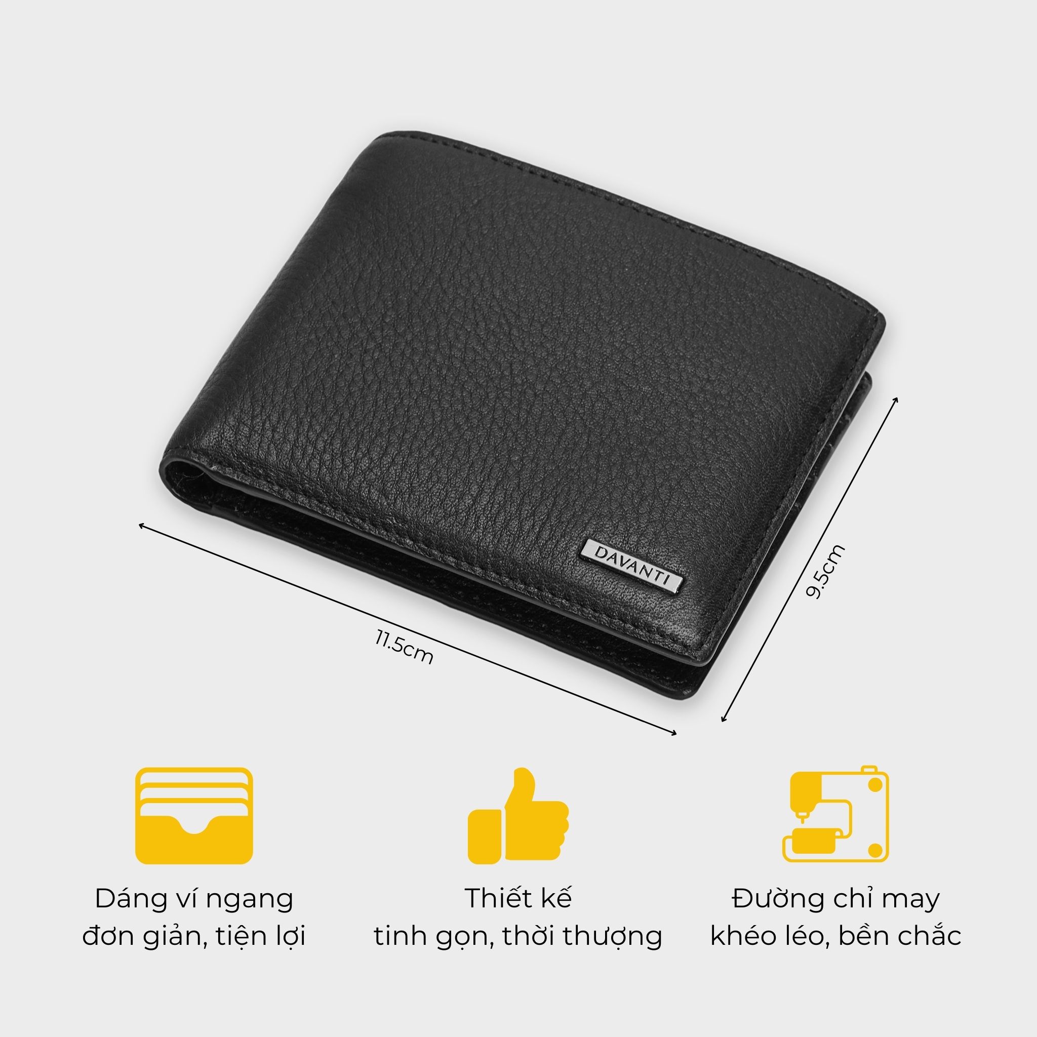 Mô tả Bóp Ví Nam Da Bò Mill Tự Nhiên Dáng Ngang Lịch Lãm FA282 - 1