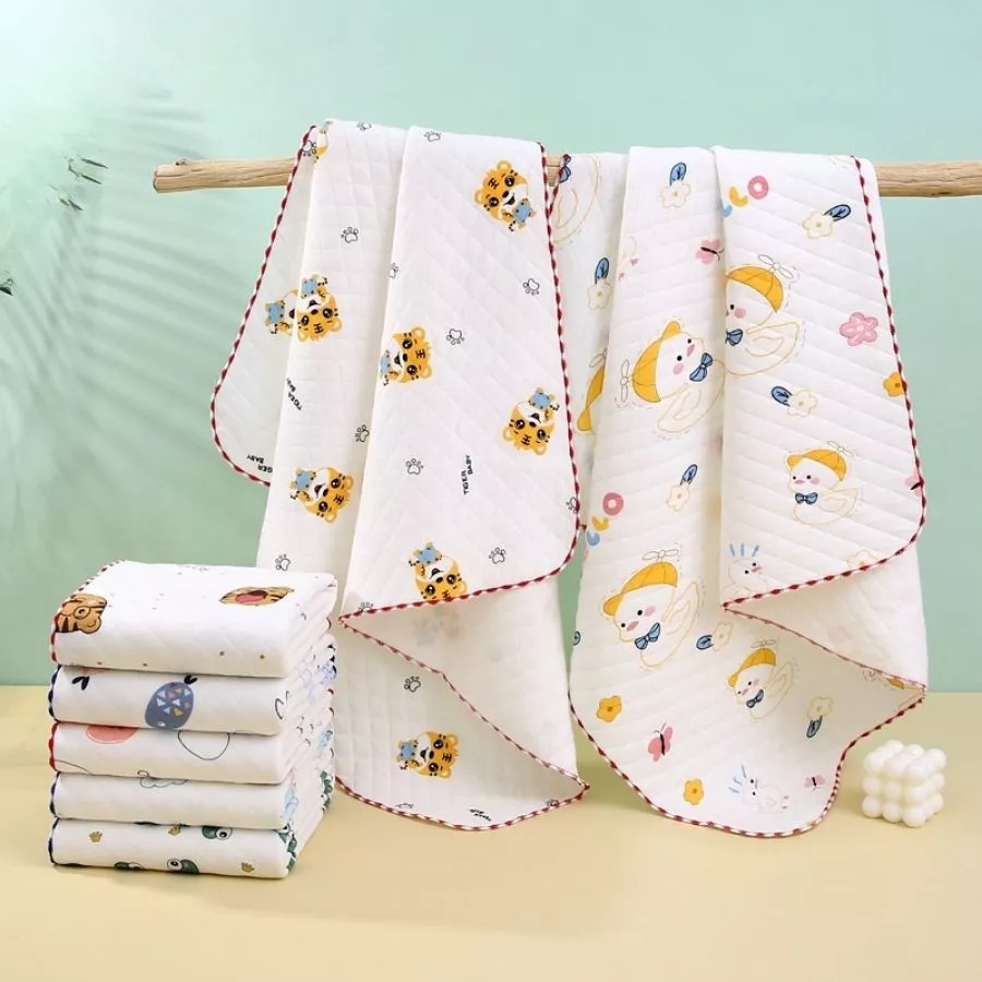 Mô tả Chăn choàng ủ, chăn quấn bé mùa hè chất cotton trần bông dệt kim bo viền thoáng mát, chăn đắp size 85x85cm IQKao CC01 - 6