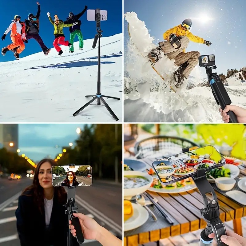 Mô tả Gậy Chụp Ảnh 4 Chân Selfie P185 Xoay 360 Kiêm Tripod Điện Thoại Để Chụp Hình Quay Video,Livestream Gấp Gọn Kéo Dài 180cm - 2