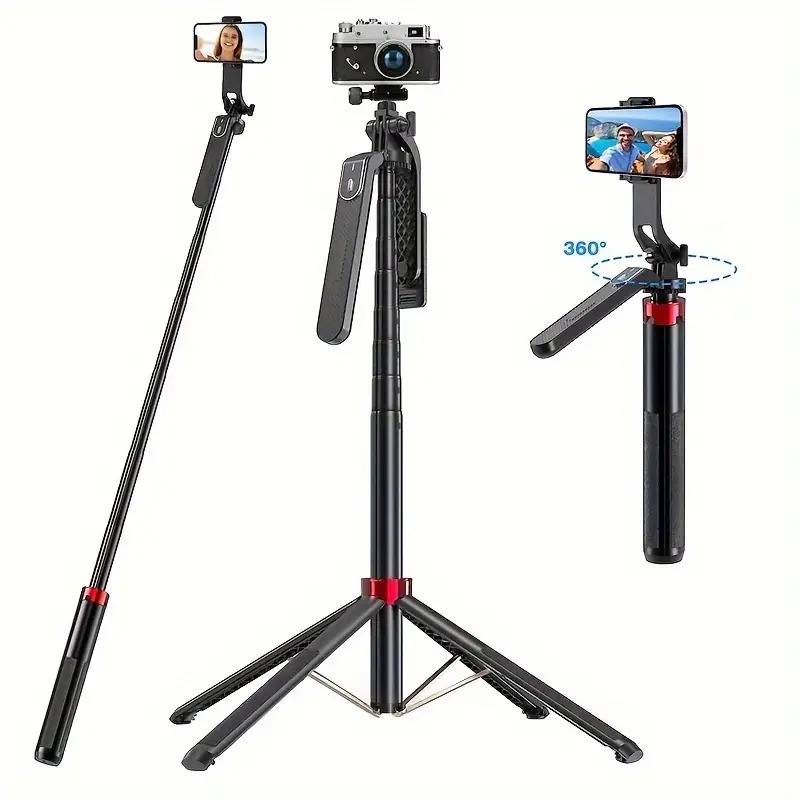 Mô tả Gậy Chụp Ảnh 4 Chân Selfie P185 Xoay 360 Kiêm Tripod Điện Thoại Để Chụp Hình Quay Video,Livestream Gấp Gọn Kéo Dài 180cm - 5