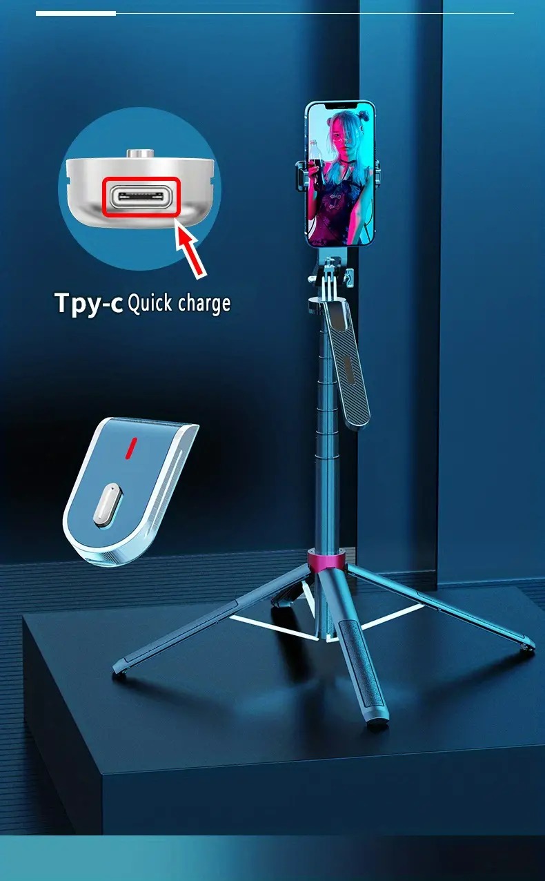 Mô tả Gậy Chụp Ảnh 4 Chân Selfie P185 Xoay 360 Kiêm Tripod Điện Thoại Để Chụp Hình Quay Video,Livestream Gấp Gọn Kéo Dài 180cm - 9