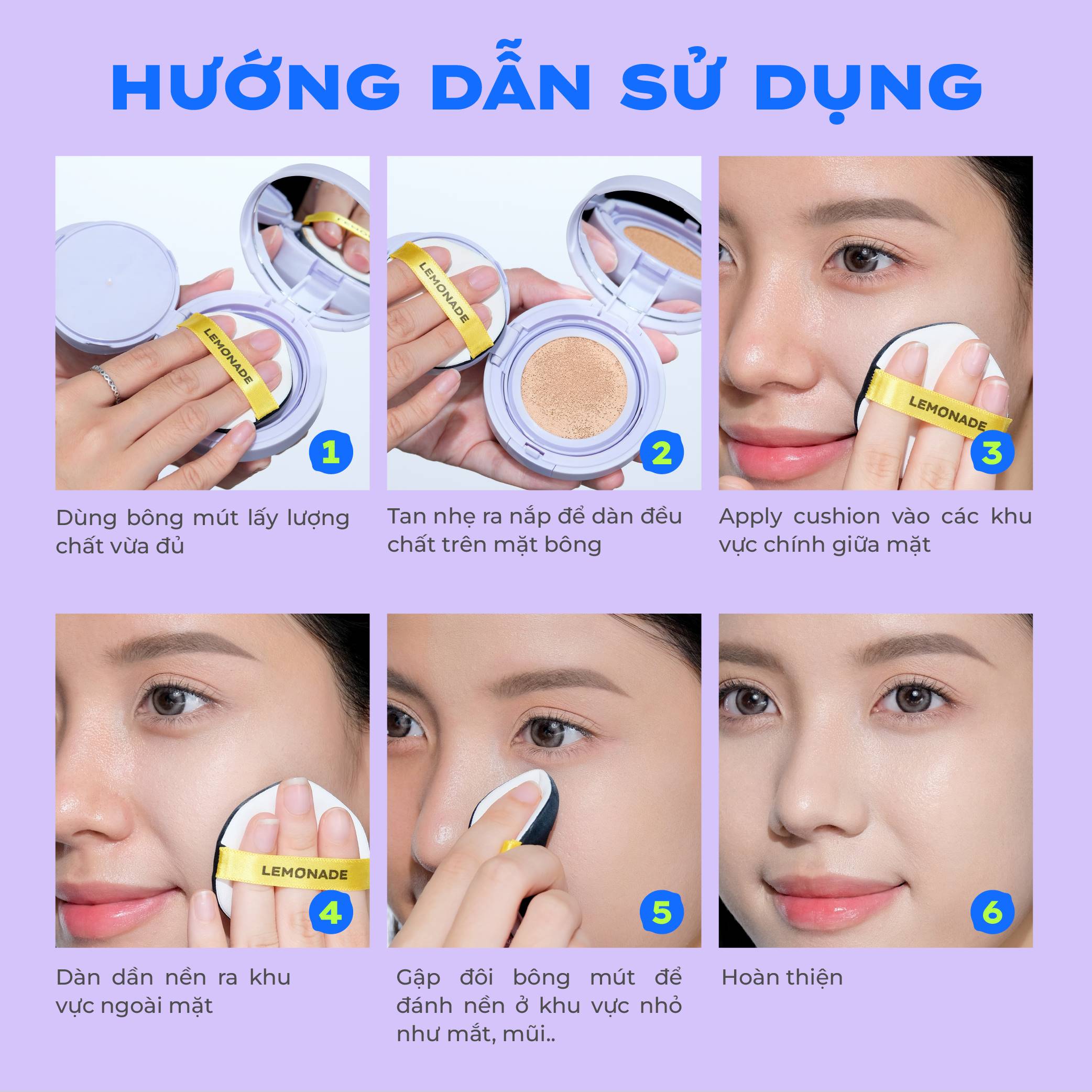 Mô tả Phấn nước mỏng nhẹ kiềm dầu thuần chay chống nắng Lemonade SuperMatte No Makeup Cushion 15g - 8