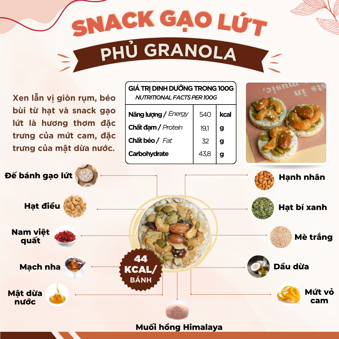 Mô tả Snack ăn kiêng gạo lứt ngũ cốc nguyên hạt GUfoods - Thanh đạm, Tiện lợi, Phù hợp Eat clean (80g/100g/200g) - 4