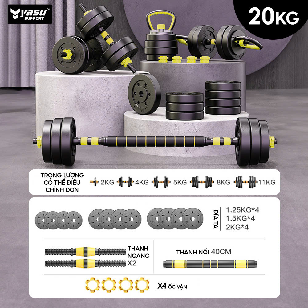 POWRX Dumbbell Set van 2 gietijzeren 15kg / 20kg / 30kg – halterstang