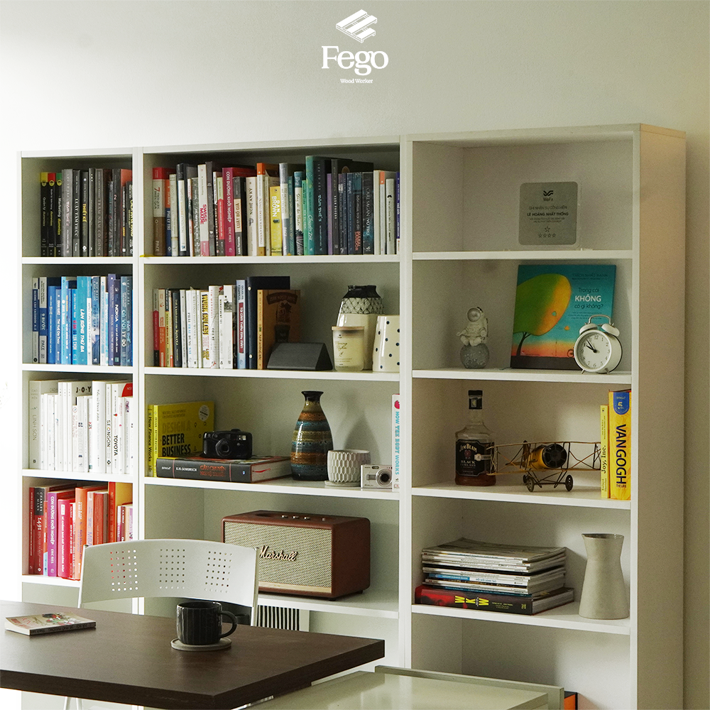 Mô tả Kệ sách 6 tầng màu trắng FEGO gỗ MDF chống ẩm phủ Melamine cao cấp - 1