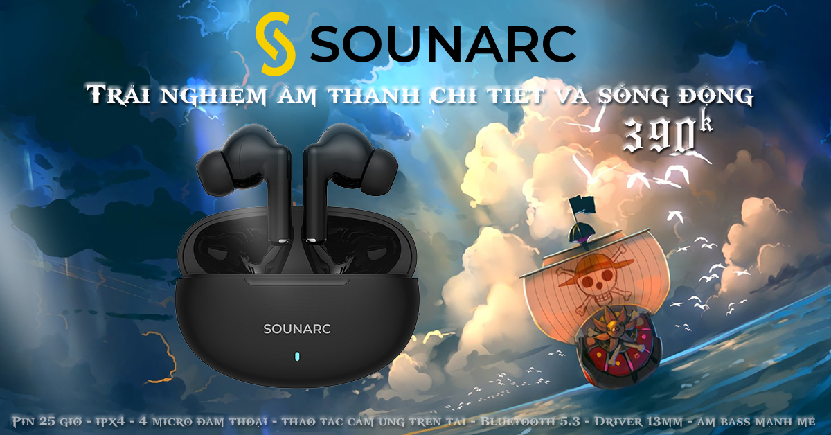 Mô tả Sounarc Q1 Tai Nghe True Wireless Nhỏ Gọn - Âm Thanh Mạnh Mẽ, Pin 28 Giờ, 4 Micro, Bluetooth 5.3 - 1
