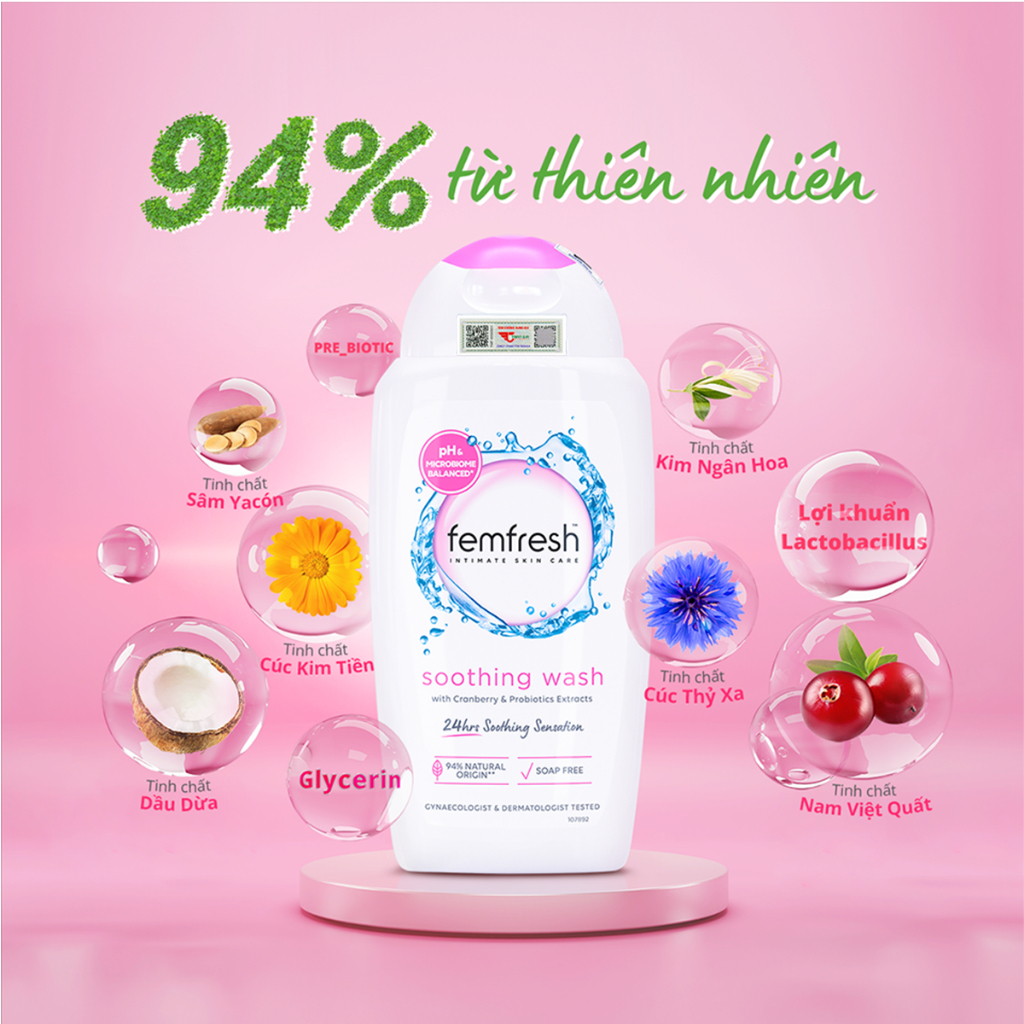Mô tả Dung dịch vệ sinh phụ nữ Femfresh cao cấp No.1 Anh Quốc, giúp làm sạch, cân bằng vùng kín, an toàn cho bà bầu [250ml] - 3