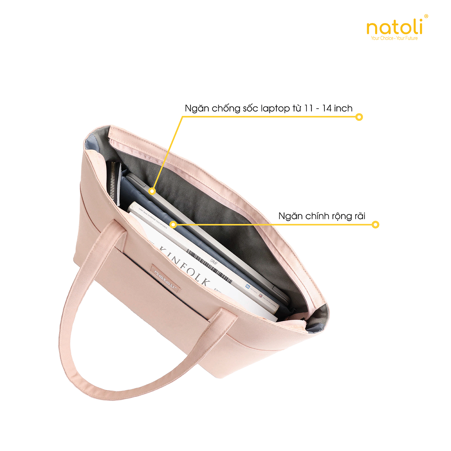 Mô tả Túi tote nữ thương hiệu NATOLI chất vải canvas nhiều ngăn chống nước tốt - BST Elegant Chicbag T4 - 6