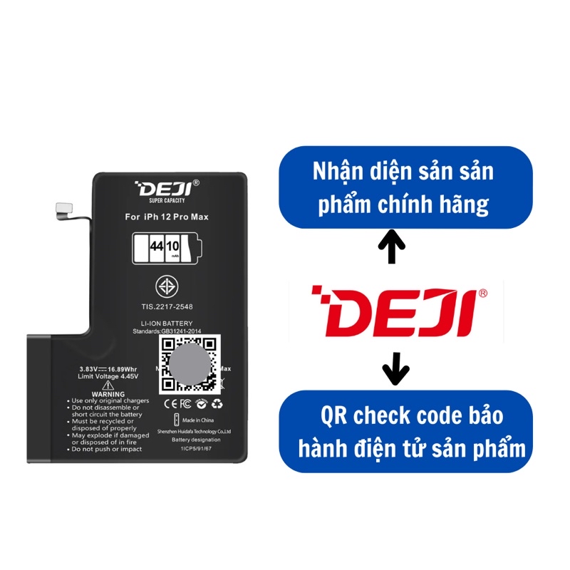Pin Deji Dung Lượng Siêu Cao Điện Thoại Táo 5S/5SE/6/6S/7/8P/X/XR/XS/XSM/11/12Promax Bảo Hành 12 Tháng – ảnh mô tả chi tiết 1