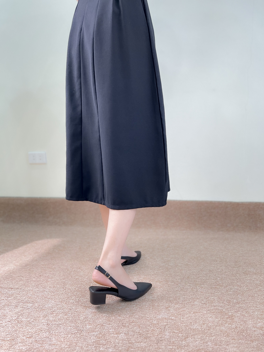 Mô tả Giày Cao Gót Nữ 3 Phân Mũi Nhọn Dáng Slingback, Guốc Nữ Đế Vuông Kín Mũi Sang Trọng NU223 - 2