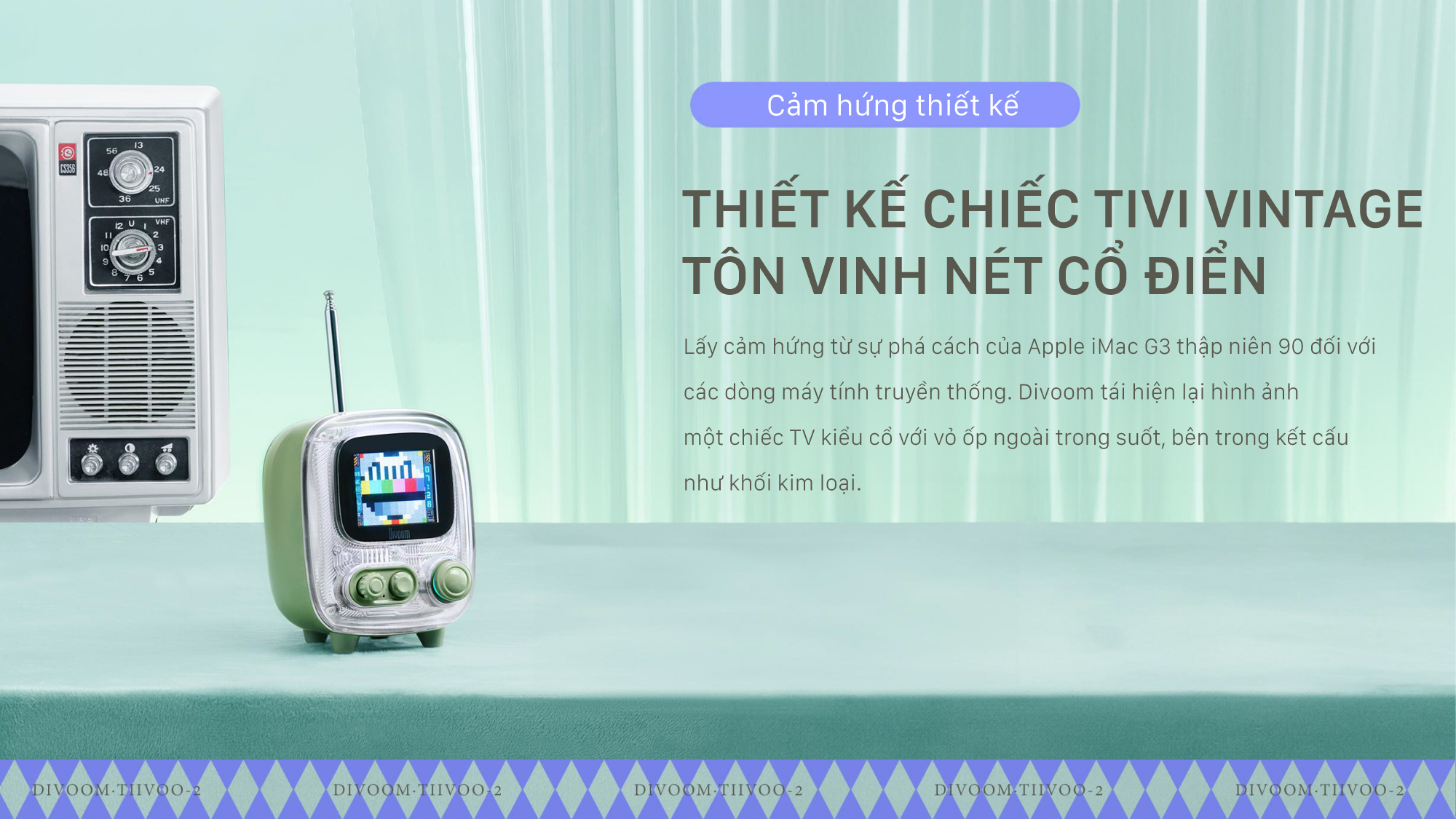Mô tả Loa bluetooth Divoom Tiivoo 2 màn hình led pixel art, hiển thị lời bài hát, đồng hồ, phong cách retro thiết kế cổ điển - 2
