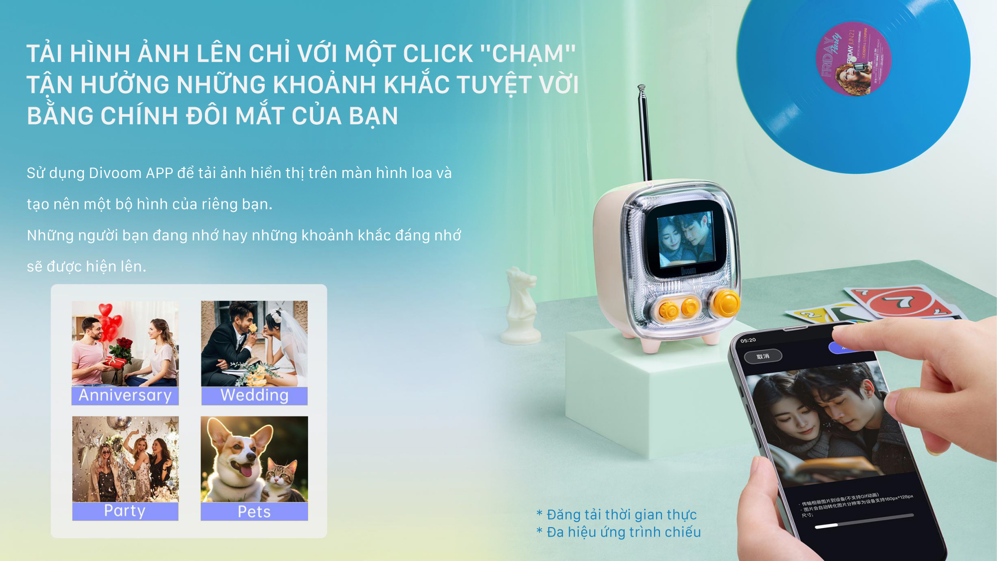 Mô tả Loa bluetooth Divoom Tiivoo 2 màn hình led pixel art, hiển thị lời bài hát, đồng hồ, phong cách retro thiết kế cổ điển - 5