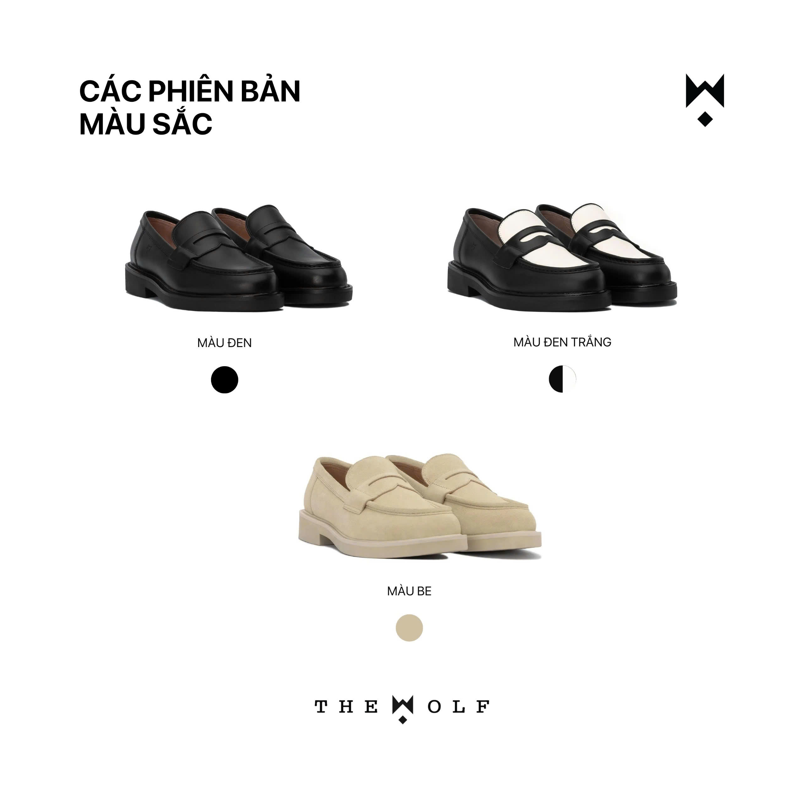 Mô tả Giày Lười Nam Nữ THEWOLF SEAN PENNY LOAFER - Đen / Đen Kem / Tan - 1