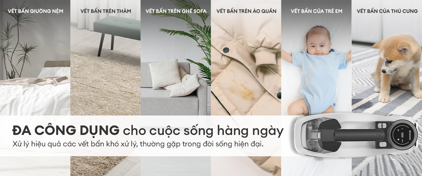 Mô tả Máy Giặt Hút Vết Bẩn KOCHI H100 - Không Dây - 8000Pa - Làm Sạch Thảm, Nệm, Sofa - Pin 2000mAh - Sạc Type-C - 3