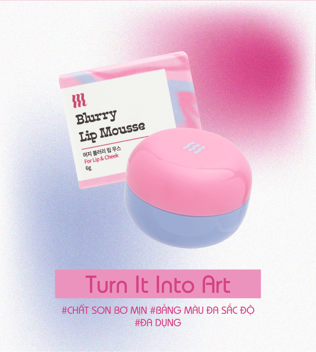 Mô tả Son Kem Bùn kiêm Má Hồng Kết Cấu Bơ Mịn Lì Dạng Hũ Merzy Blurry Lip & Cheek Mousse 6g - 1