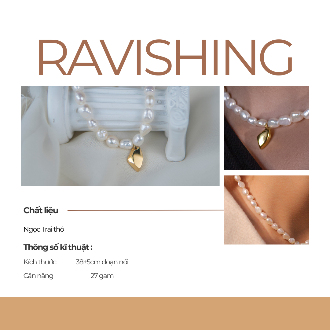 Dây chuyền nữ ngọc thô kèm charm Ravishing Jesmee phối áo dài thiết kế ...