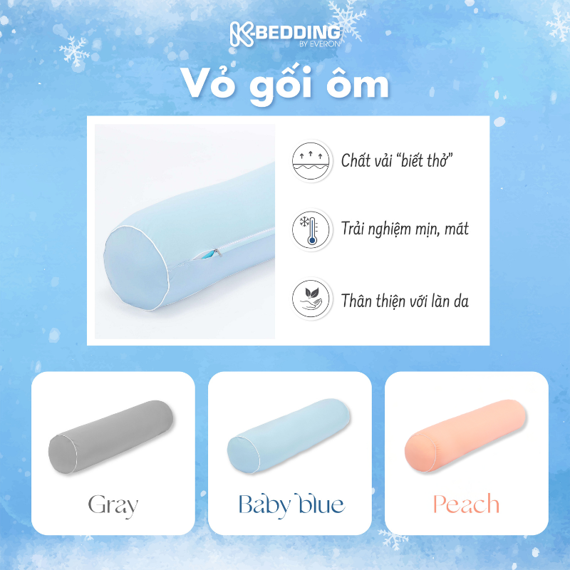 Mô tả Vỏ gối ôm khóa kéo K-Bedding By Everon chất vải Ice-Tencel KNTS và Ice-Soft KNSS kích thước 80x100cm (1 cái) - 1