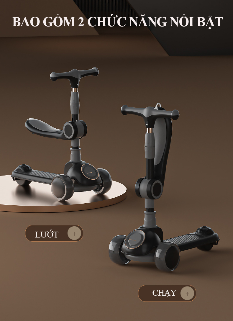 Xe trượt Scooter BOODOO chòi chân 3 bánh đa năng có đèn led phát sáng ...