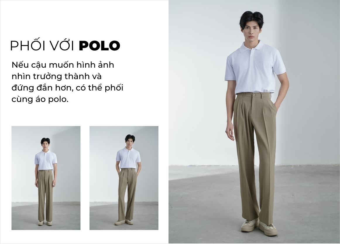 Mô tả Quần tây nam ống rộng xếp ly suông đứng, cạp cao hách dáng chất vải lụa chống nhăn JBAGY - JD0108 - 9