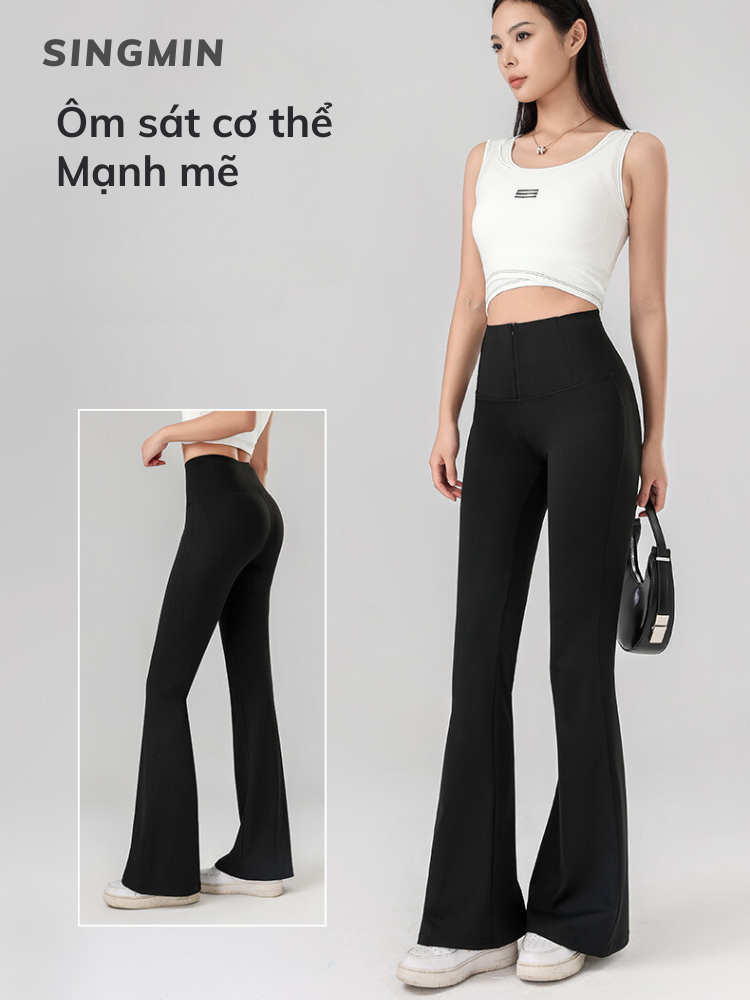 Quần ống loe khóa sút SINGMIN gen bụng nâng mông, quần legging che ...