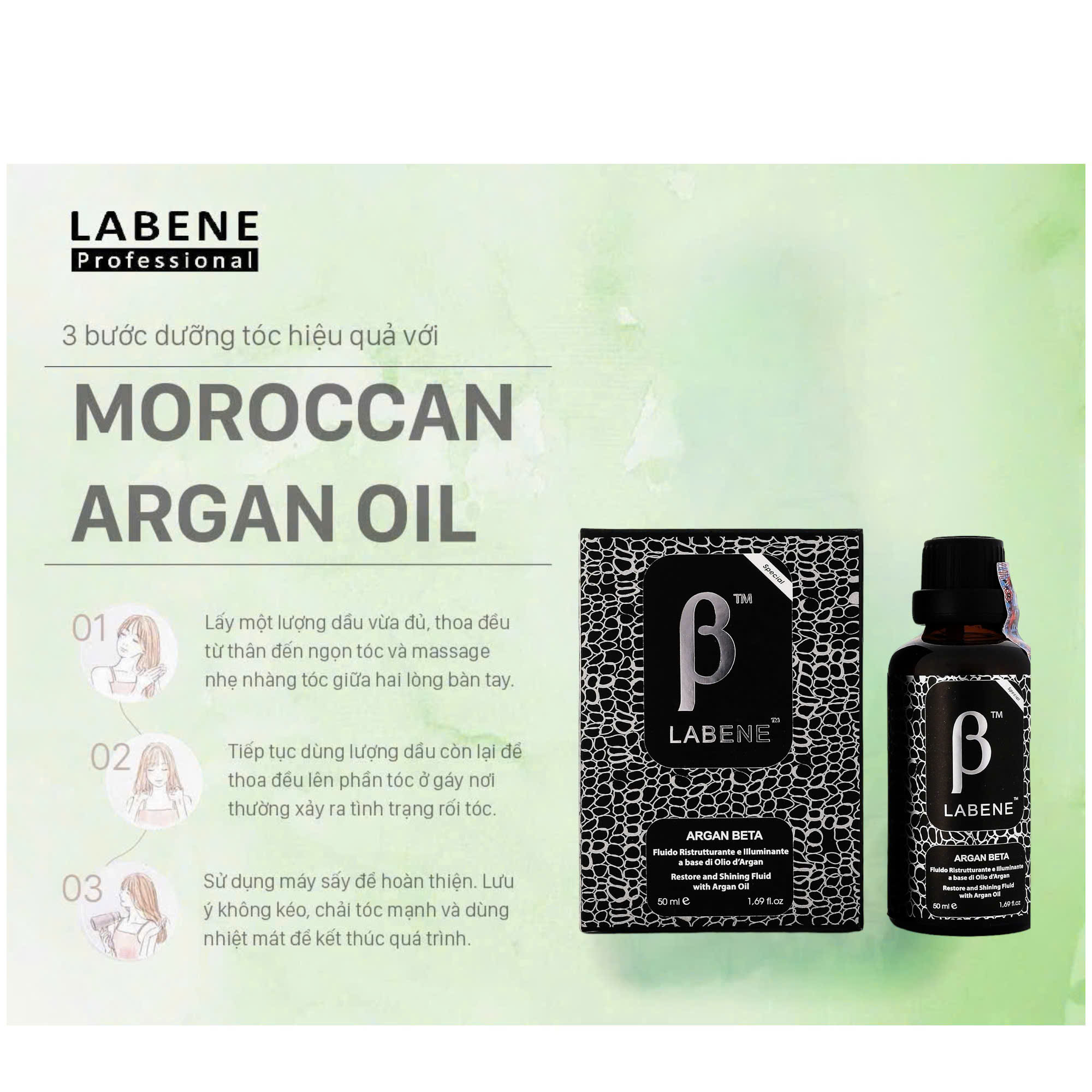 Mô tả Tinh Dầu Dưỡng Tóc Argan Oil Labene Phục Hồi Tóc Khô Sơ, Hư Tổn Chẻ Ngọn Giúp Tóc Mềm Mượt Óng Ả | LABENE OFFICIAL - 1
