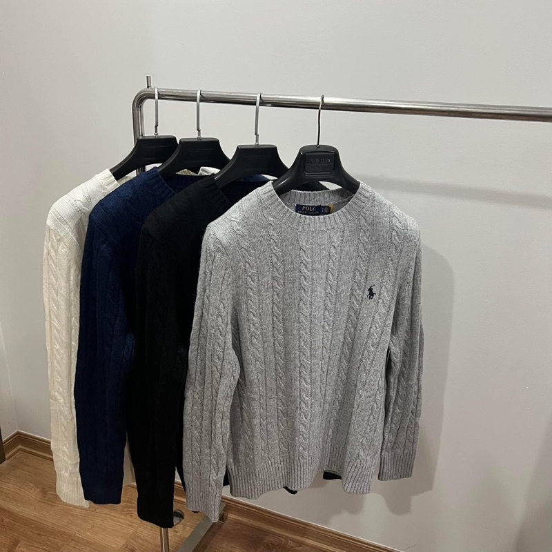 Áo Sweater len Polo Ralph Lauren chất liệu len dệt thừng Logo thêu