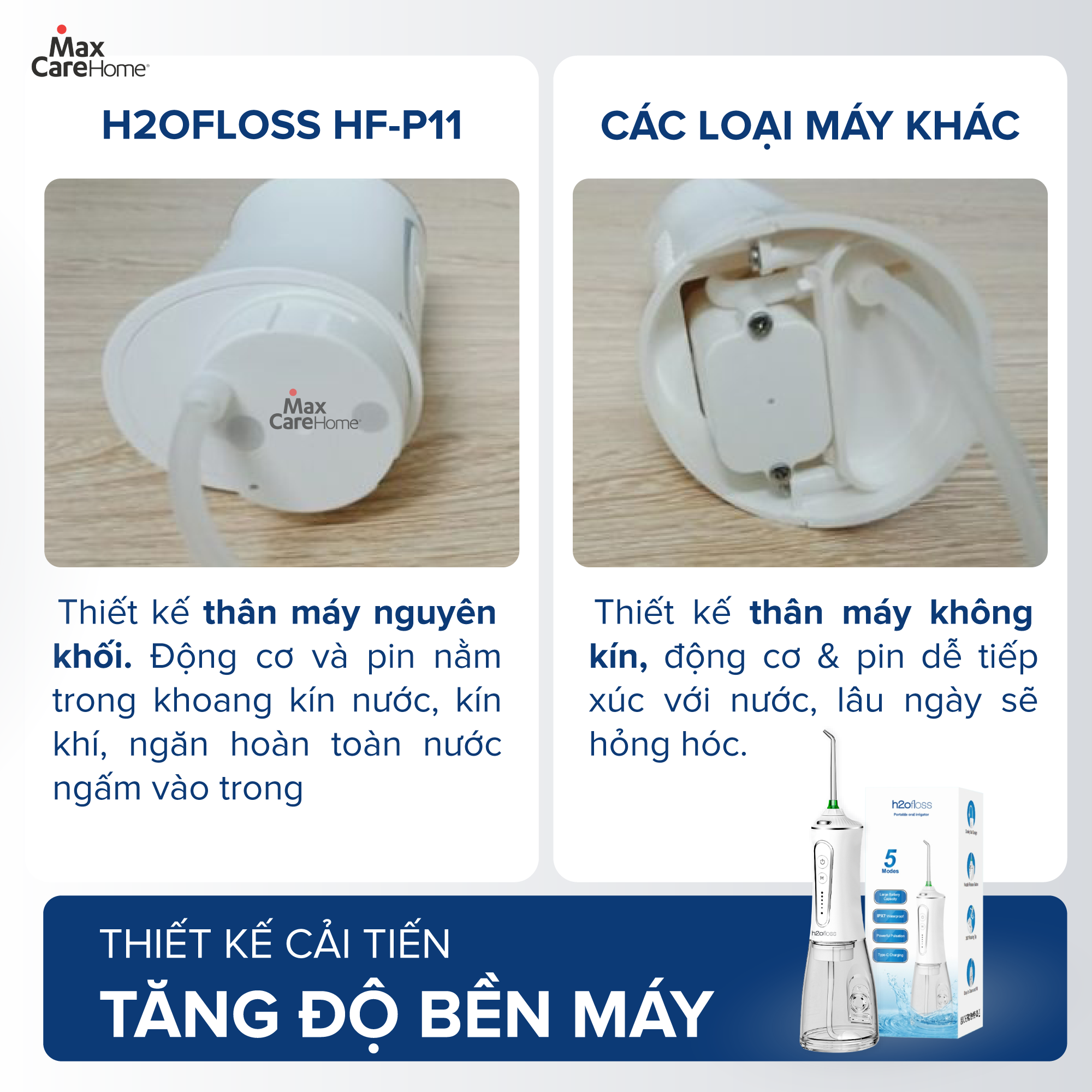 Mô tả Máy tăm nước cầm tay H2ofloss HF-P11 300ml mẫu CAO CẤP, nâng cấp chống nước X2 toàn diện,Pin 30 ngày - 3