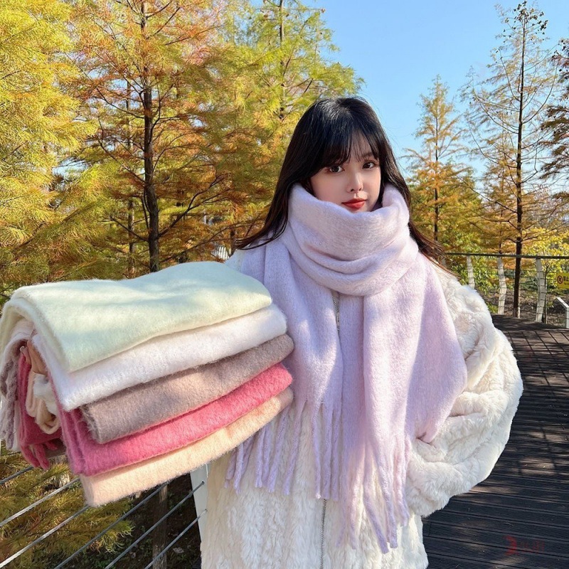 Khăn Len Quàng Cổ Màu Sắc Pastel Trơn Cực Mềm Mịn, Form Phồng Cực Dễ ...