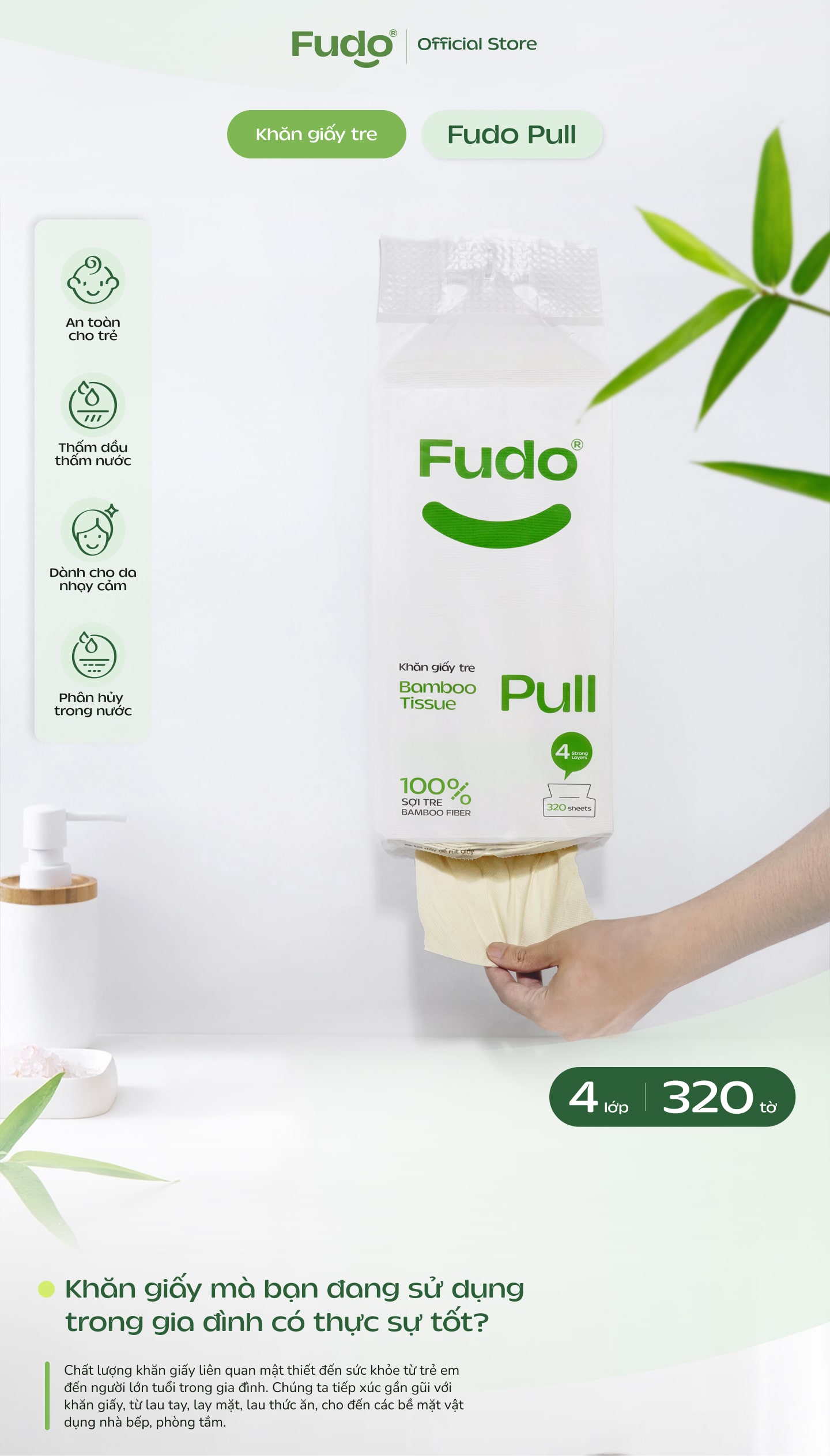 Khăn Giấy Rút Treo Tường Fudo Bamboo