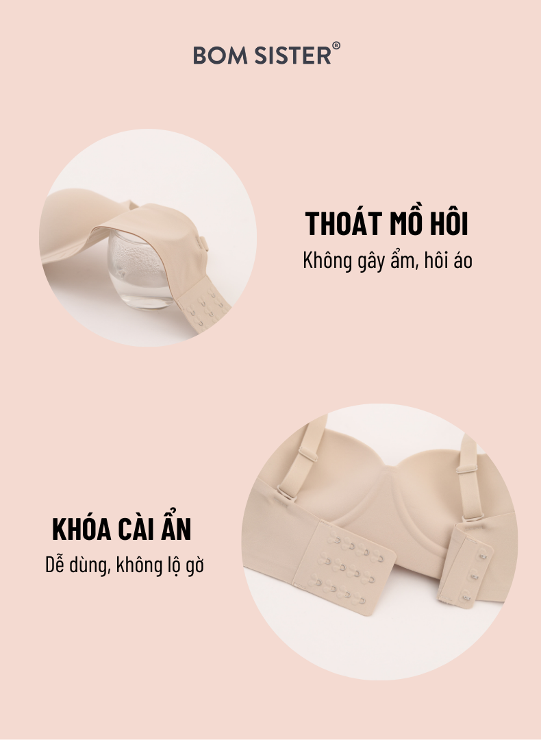 Mô tả BOM Sister x Ngọc Trinh - Áo lót học sinh, áo ngực mặc áo dài chất su không gọng mút nâng đẩy MU2506 - 1
