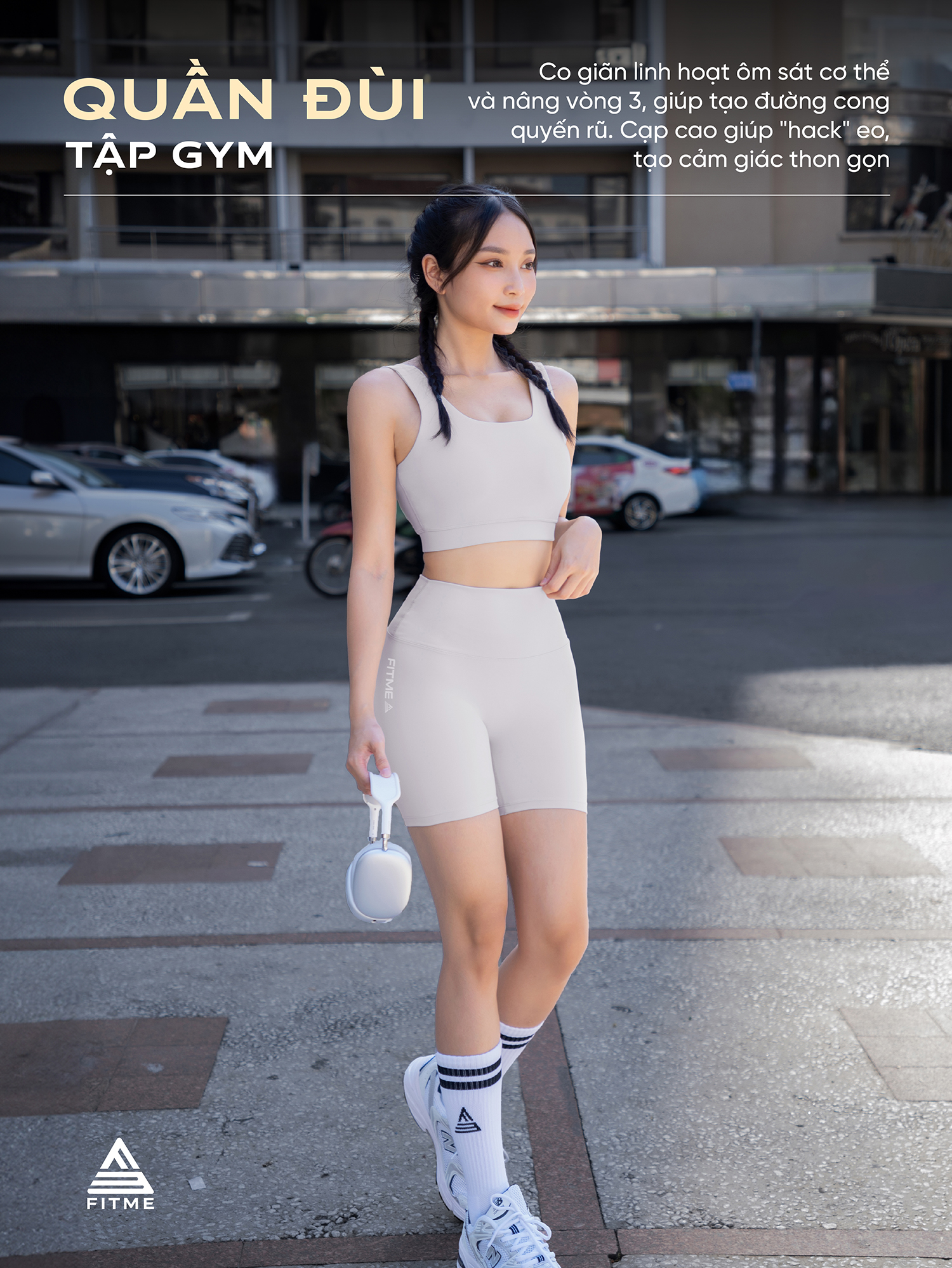 Mô tả Quần đùi tập gym yoga Fitme legging nữ cạp cao tôn dáng co giãn 4 chiều cao cấp QNTG - 1