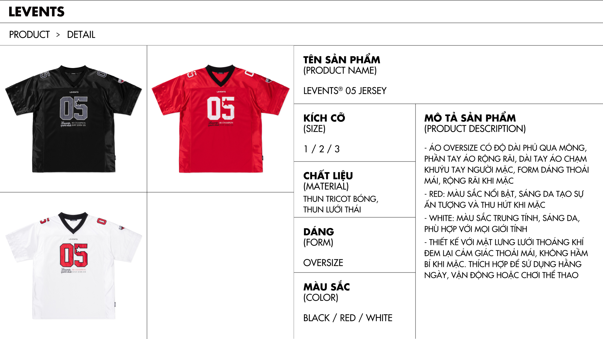 Áo Jersey Levents 05 Thun Lưới Thái Và Tricot Bóng Unisex Oversized ...