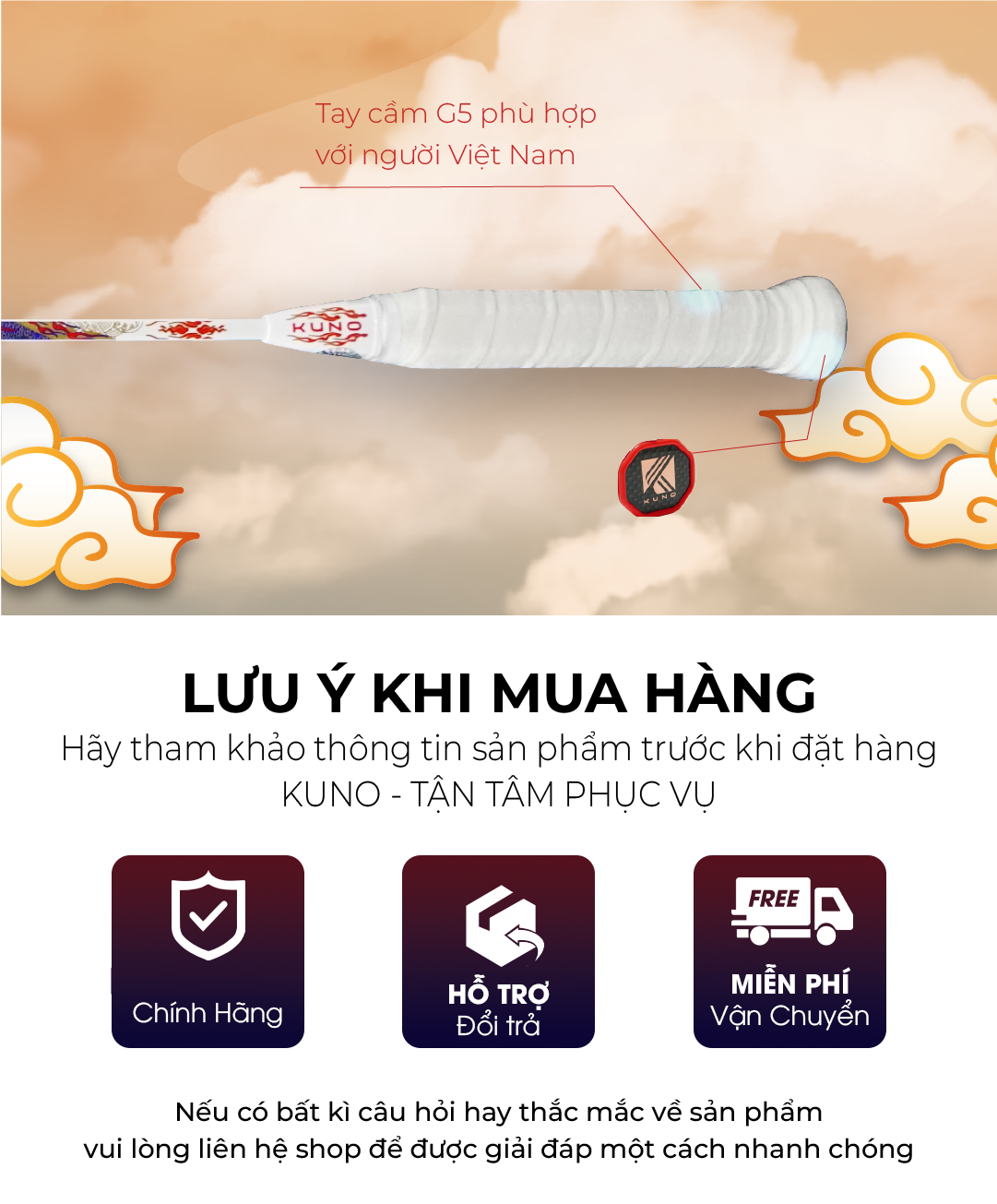 Mô tả Vợt cầu lông KUNO Kỳ Lân tấn công, trọng lượng 4U full carbon cao cấp được gia cố 2 lần chắc chắn - 5