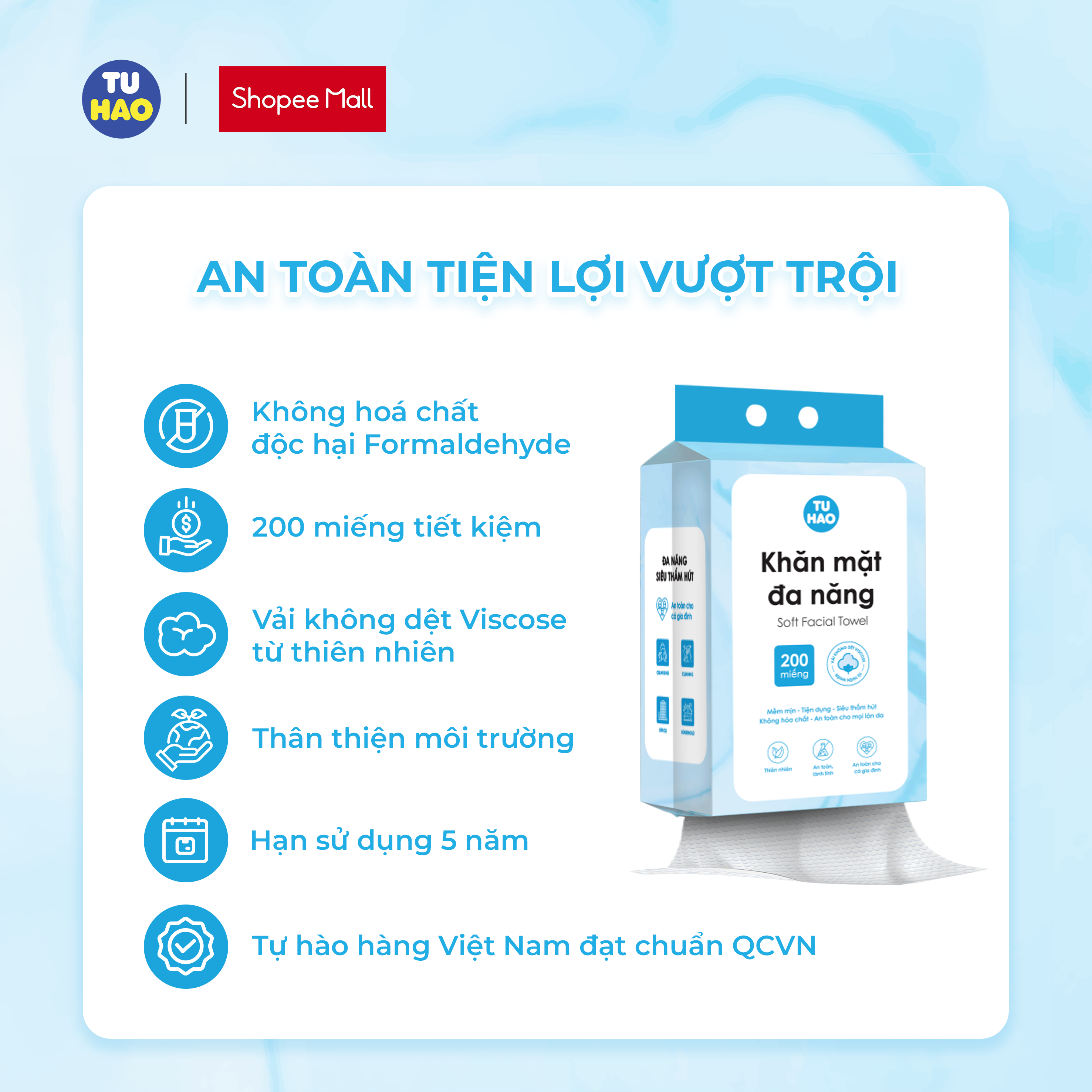 Mô tả Combo Khăn mặt đa năng Từ Hảo Soft Facial Towel 200 tờ - Từ hảo - 3