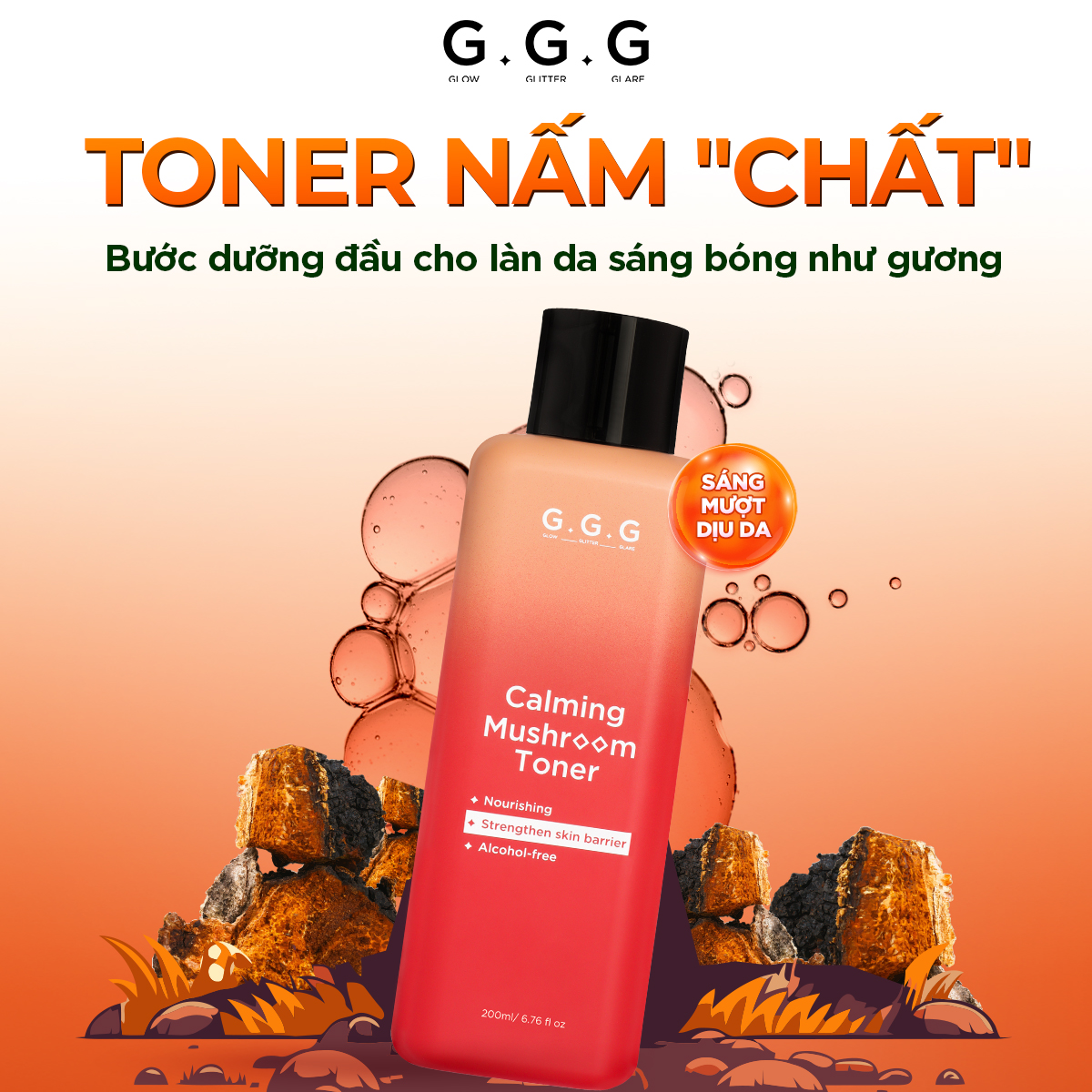 Mô tả Toner Nấm Không Cồn Cấp ẩm Dịu Da Tức Thì - G.G.G Calming Mushroom Toner 200ml - 2